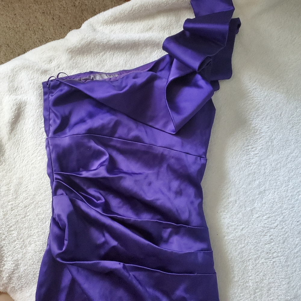 Purple Cache One Shoulder Ruffle Dress - Picture 5 of 7